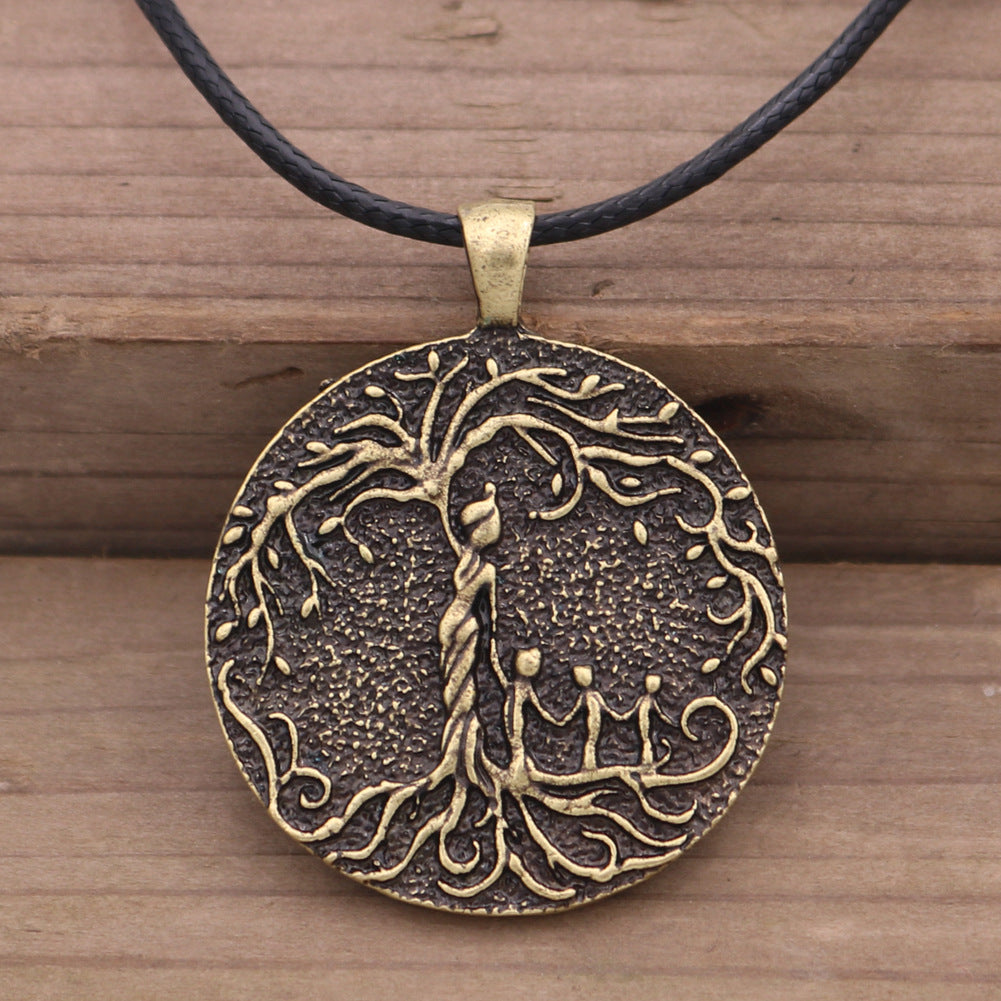 Nordic Viking Tree of Life Mother and Child Family Tree Necklace - Mother's Day Gift for Men