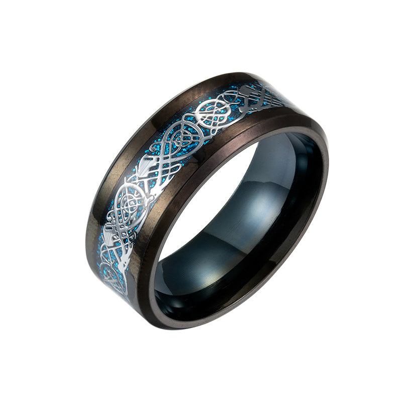 Majestic Black Dragon Steel Ring for Stylish Men