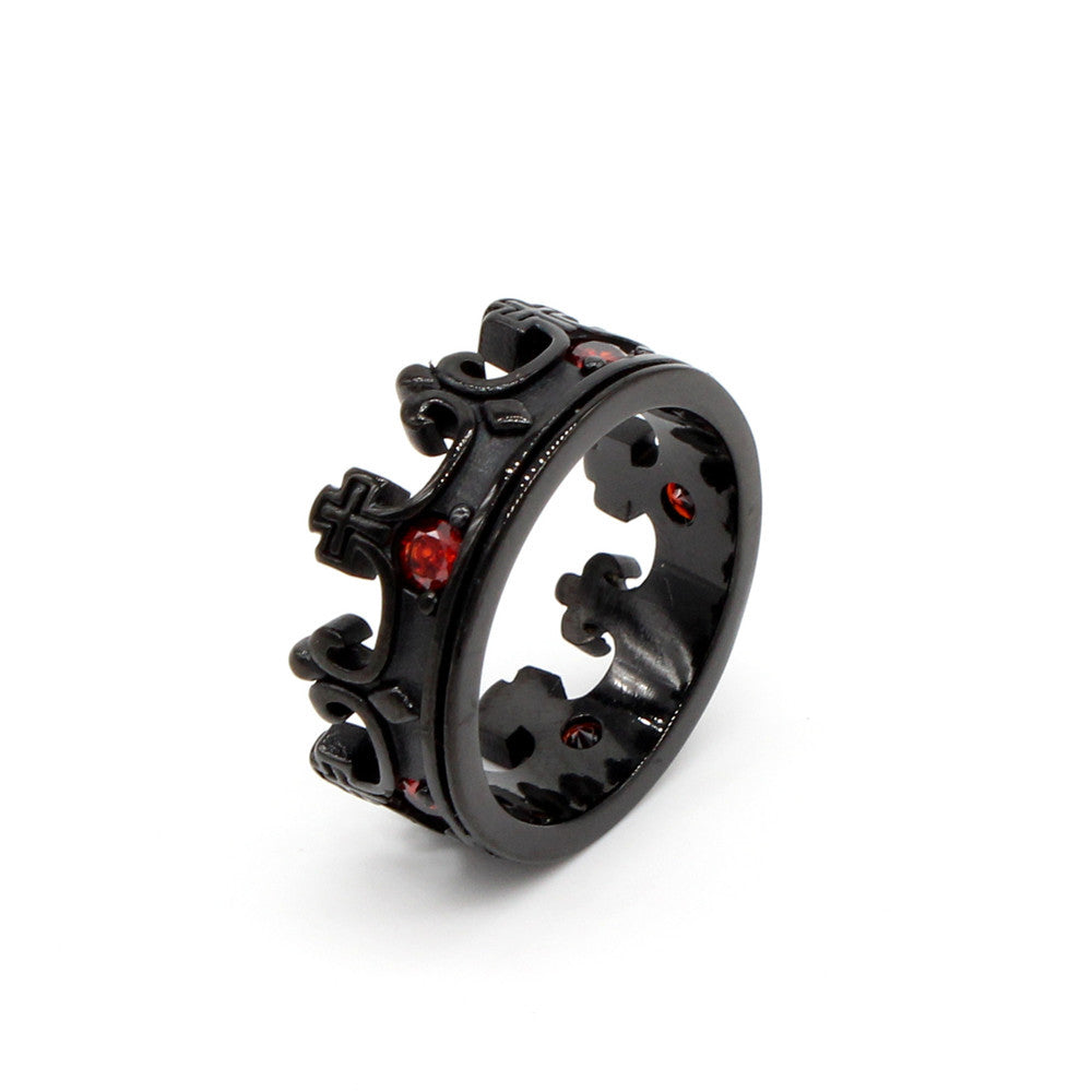 Gothic Titanium Retro Ring with Zircon Gem for Men and Women