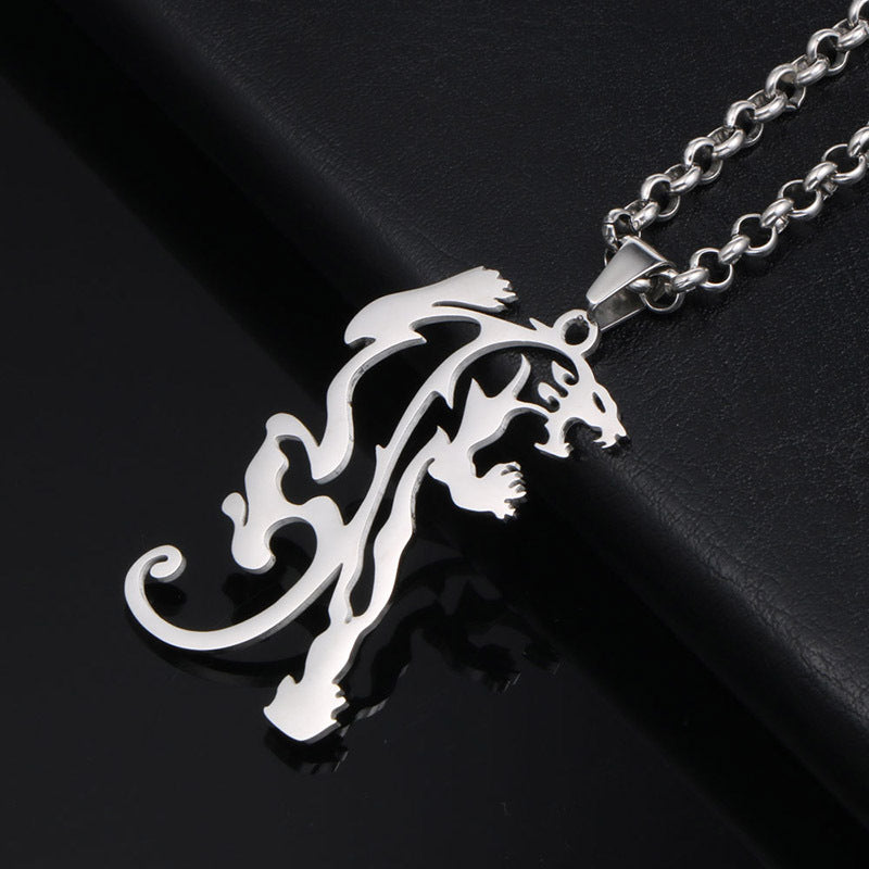 Titanium Steel Double-Sided Dragon Pendant Necklace for Men - Lannister Family Badge Design