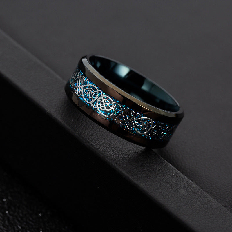 Majestic Black Dragon Steel Ring for Stylish Men