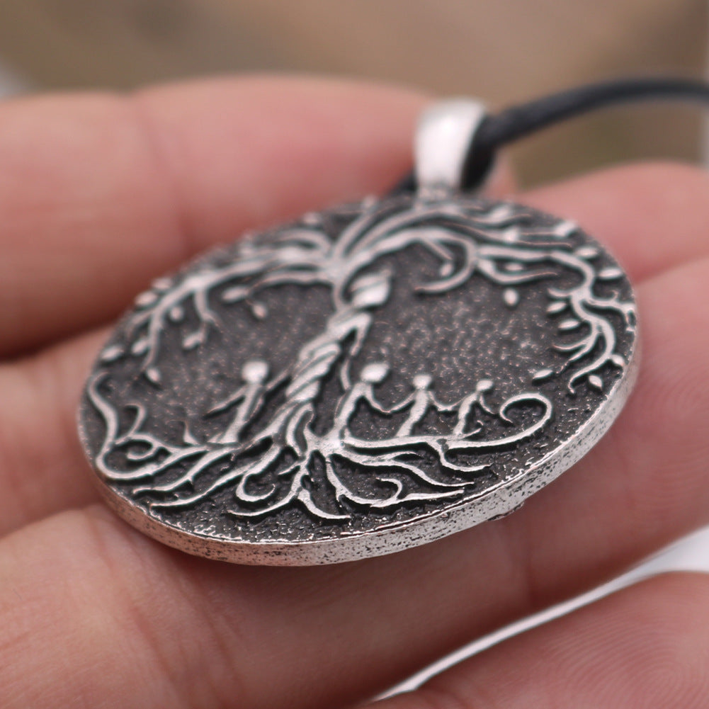 Engraved Family Tree Pendant Necklace for Men - Norse Legacy Collection