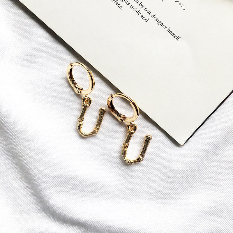 26-Letter Small Earring Set in Alloy Bamboo Design