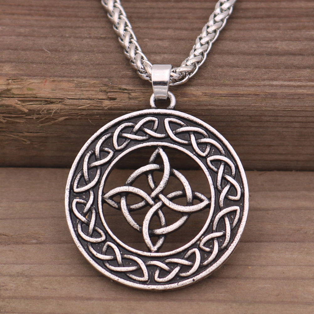 Mystical Celtic Norse Legacy Silver Necklace with Witch Knot Amulet - Men's Wholesale Jewelry