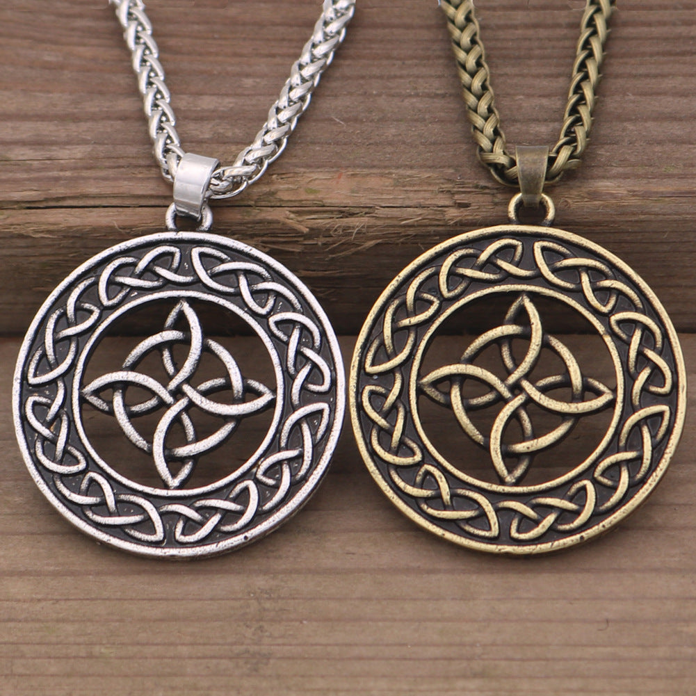 Mystical Celtic Norse Legacy Silver Necklace with Witch Knot Amulet - Men's Wholesale Jewelry