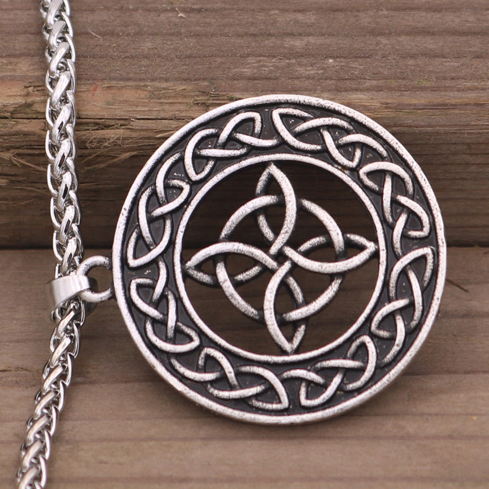 Mystical Celtic Norse Legacy Silver Necklace with Witch Knot Amulet - Men's Wholesale Jewelry