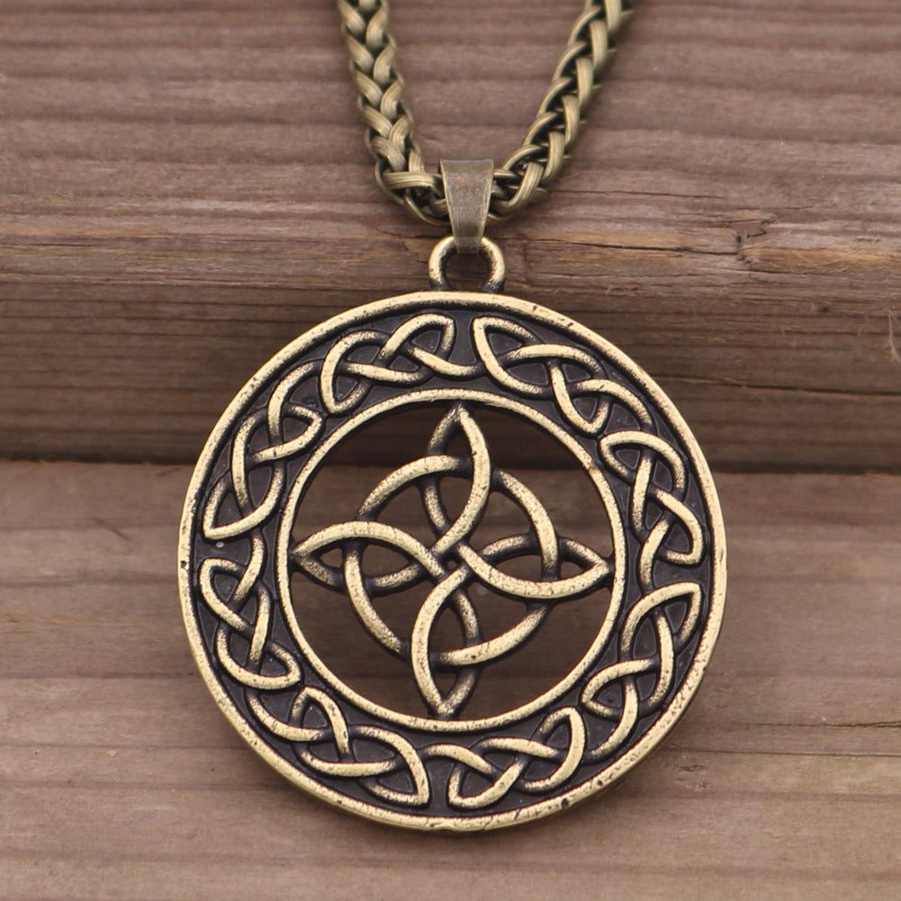 Mystical Celtic Norse Legacy Silver Necklace with Witch Knot Amulet - Men's Wholesale Jewelry