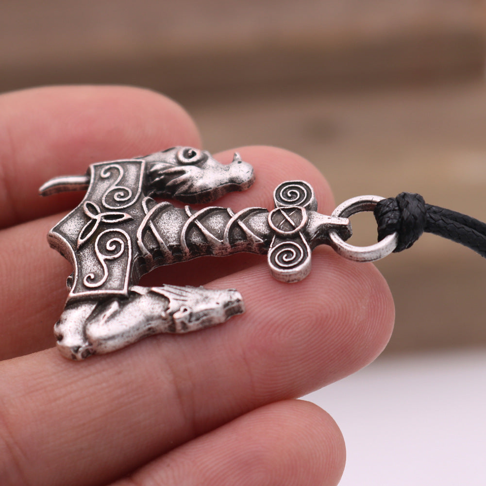 Viking Crow and Wolf Norse Myth Necklace - European and American Fan Favorite - Men's Amulet Pendant