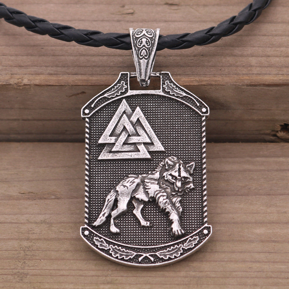 Viking Odin Wolf and Eagle Pendant - Norse Legacy Men's Necklace