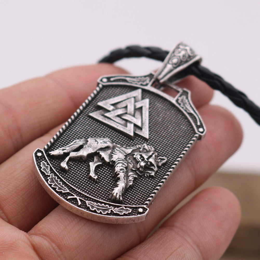 Viking Odin Wolf and Eagle Pendant - Norse Legacy Men's Necklace