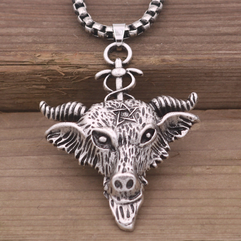 European and American Viking Goat Amulet Necklace for Men