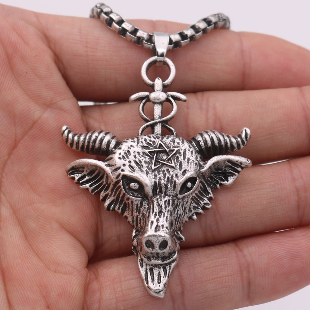 European and American Viking Goat Amulet Necklace for Men