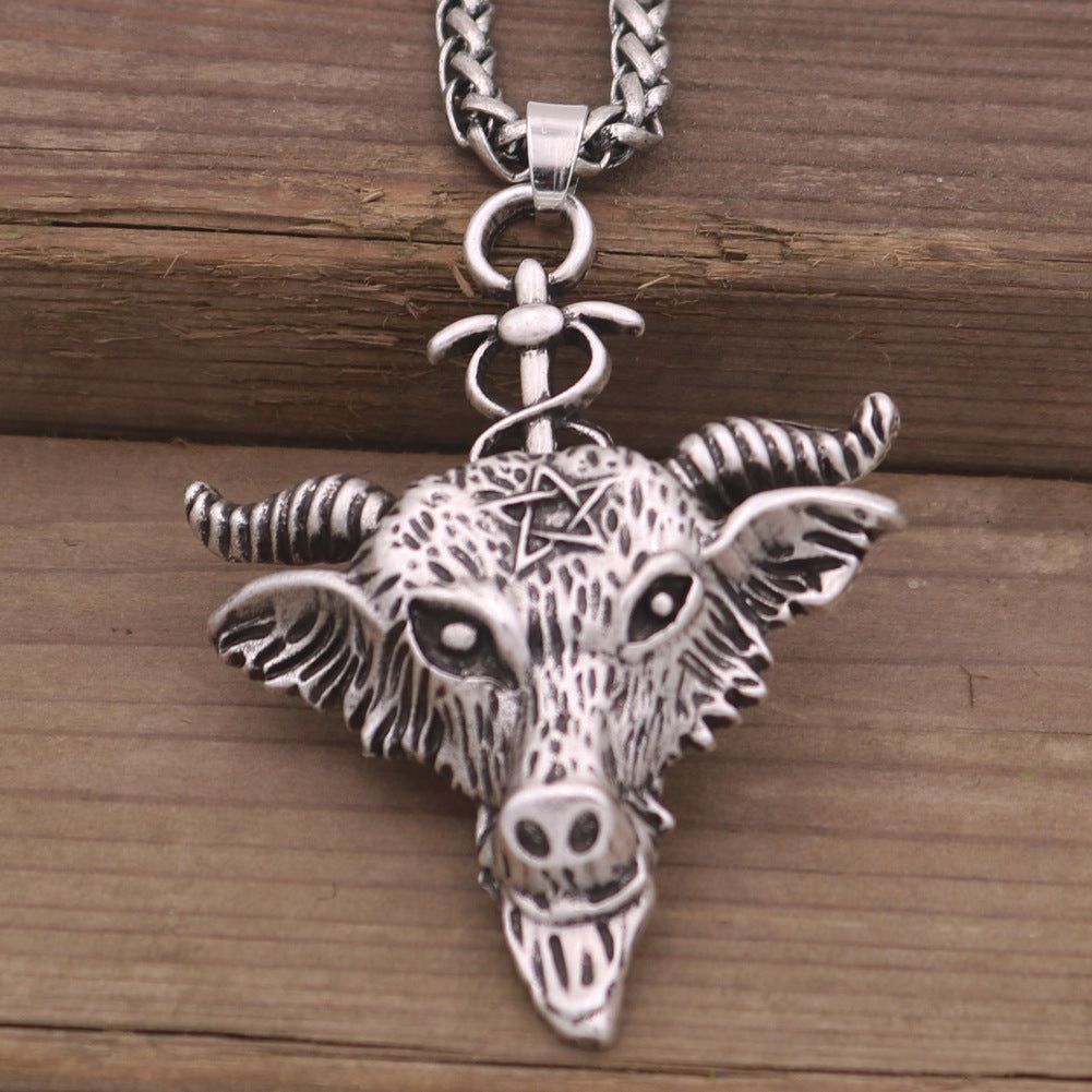 European and American Viking Goat Amulet Necklace for Men