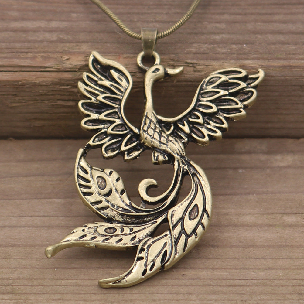 Viking Fire Phoenix Vintage Bird Necklace - Norse Legacy Collection