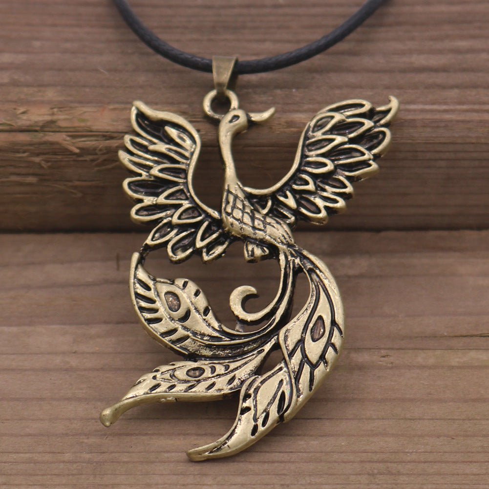 Viking Fire Phoenix Vintage Bird Necklace - Norse Legacy Collection