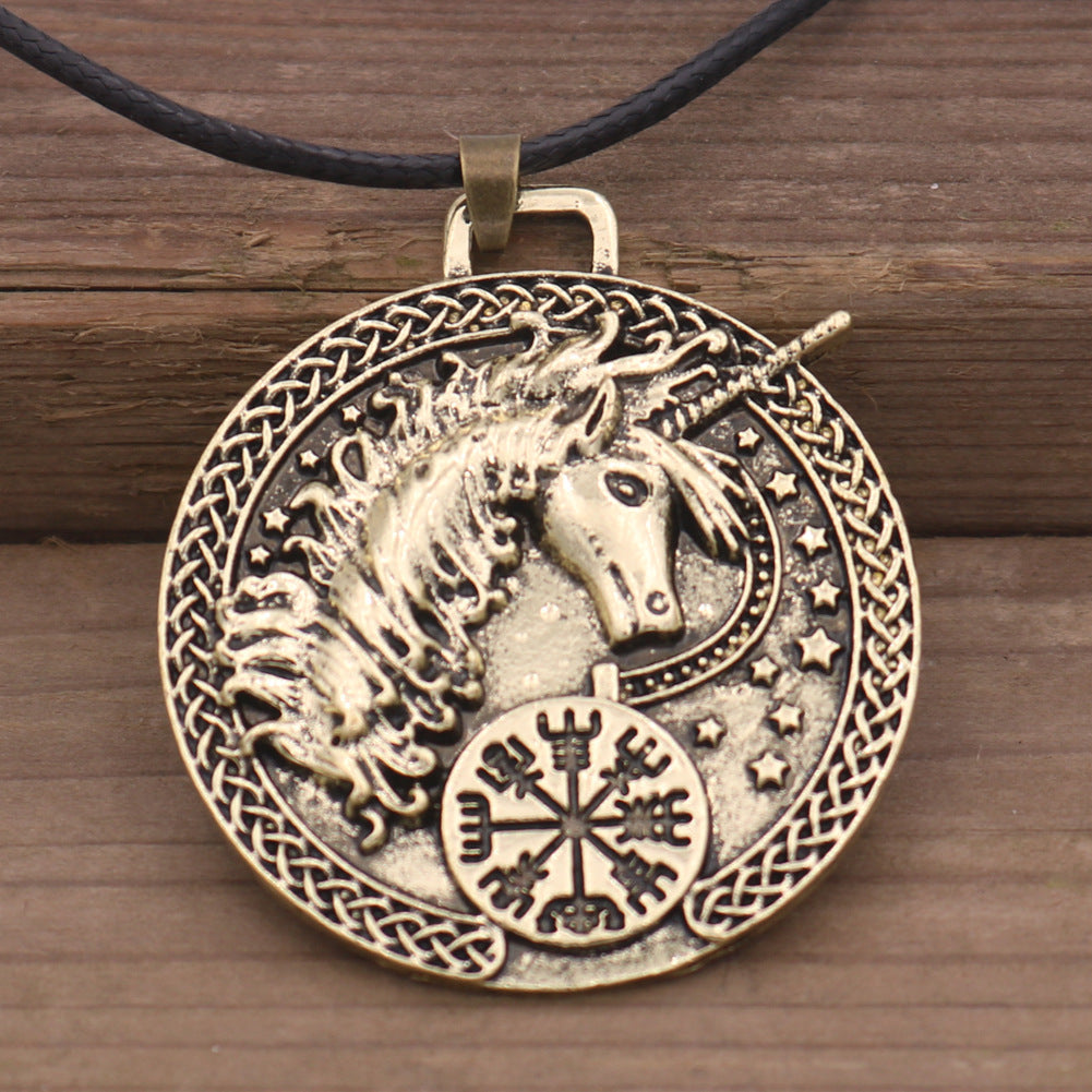 Majestic Viking Pirate Unicorn Necklace for Men - European & American Jewelry