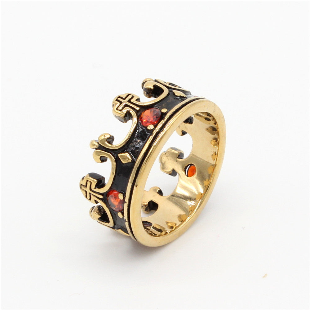 Gothic Titanium Retro Ring with Zircon Gem for Men and Women