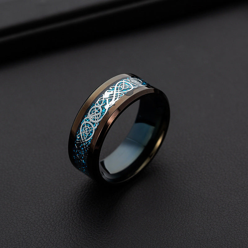 Majestic Black Dragon Steel Ring for Stylish Men