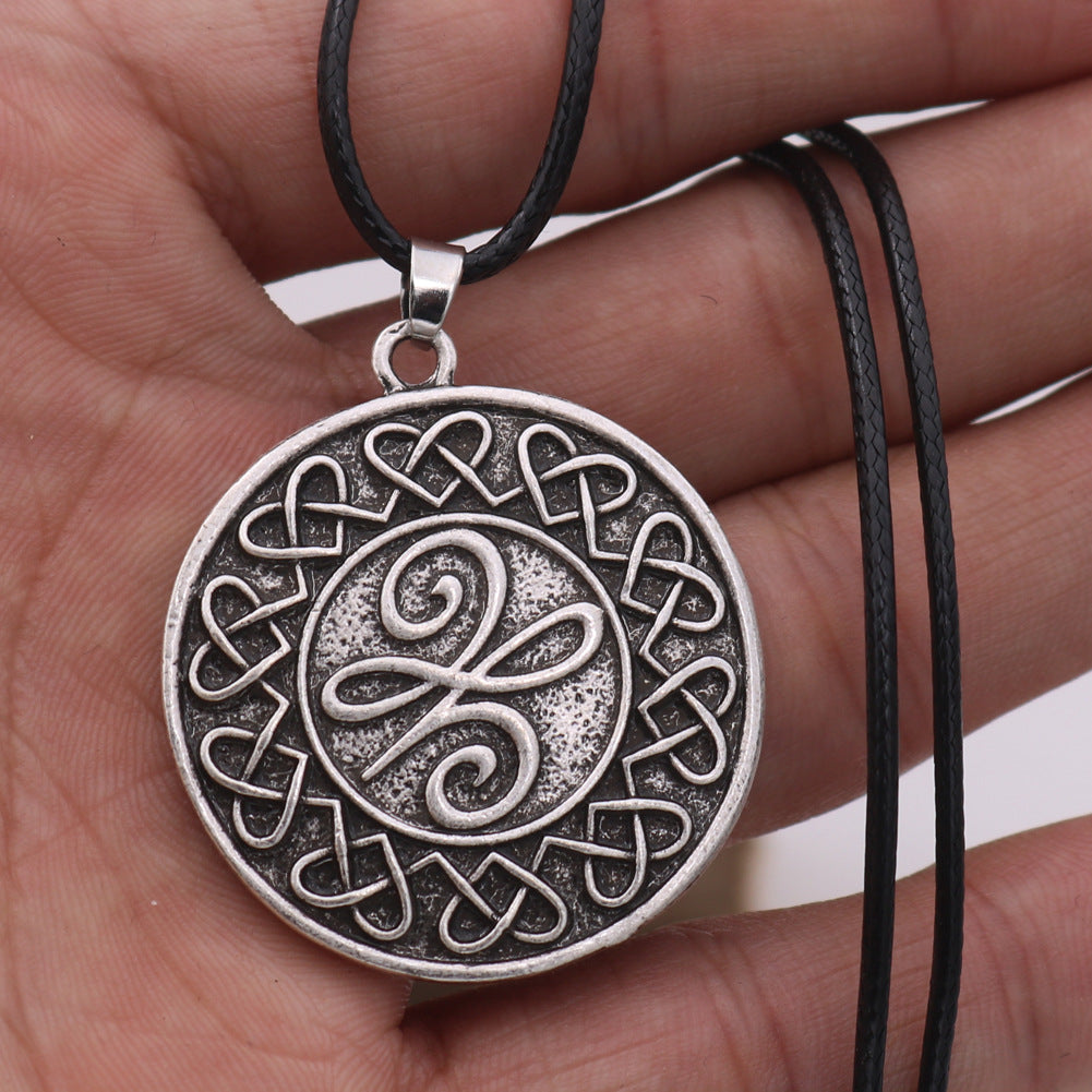 Viking Pirate Amulet Necklace with Antique Silver Alloy Pendant - European and American Jewelry Manufacturer's Exclusive Men's Collection