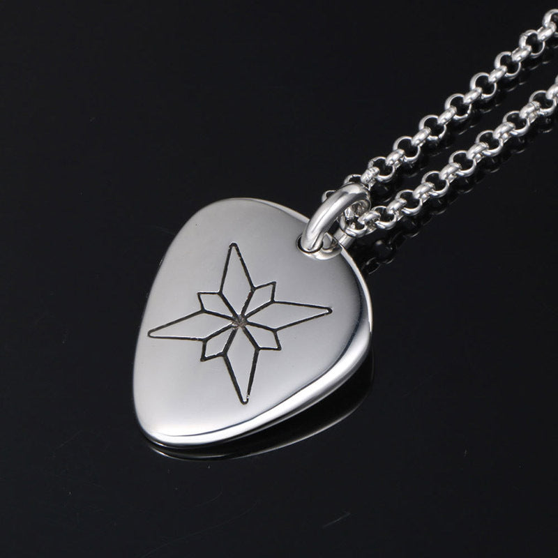 Titanium Steel Guitar Pick Pendant Necklace - Multifunctional Music Festival Accessory for Men