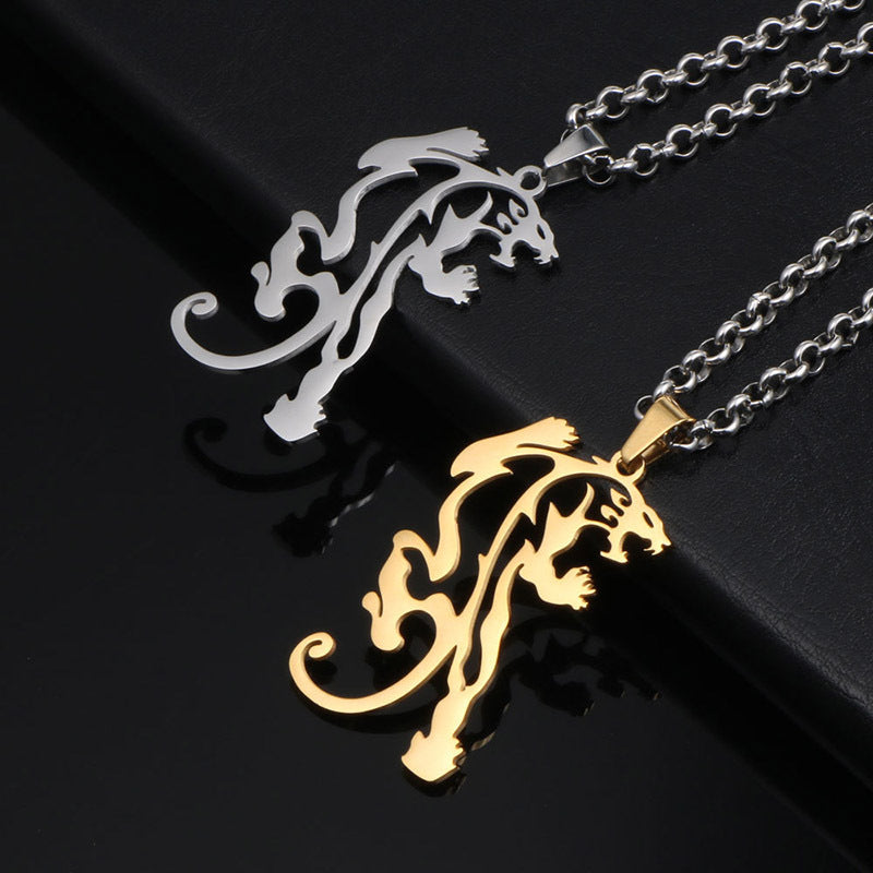 Titanium Steel Double-Sided Dragon Pendant Necklace for Men - Lannister Family Badge Design