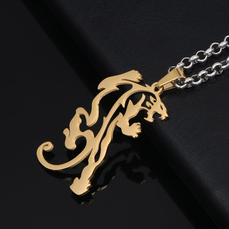 Titanium Steel Double-Sided Dragon Pendant Necklace for Men - Lannister Family Badge Design