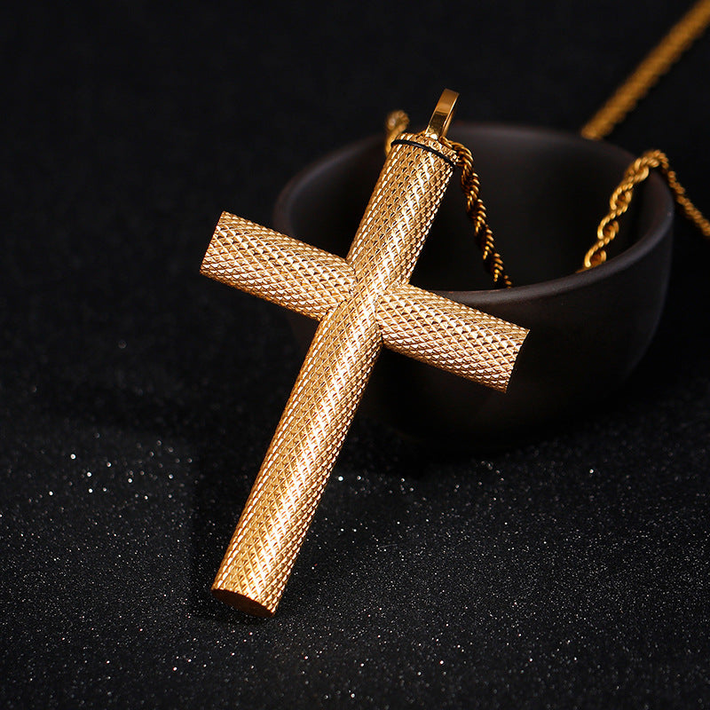 Titanium Steel Cross Pendant for Men with Personalized Design