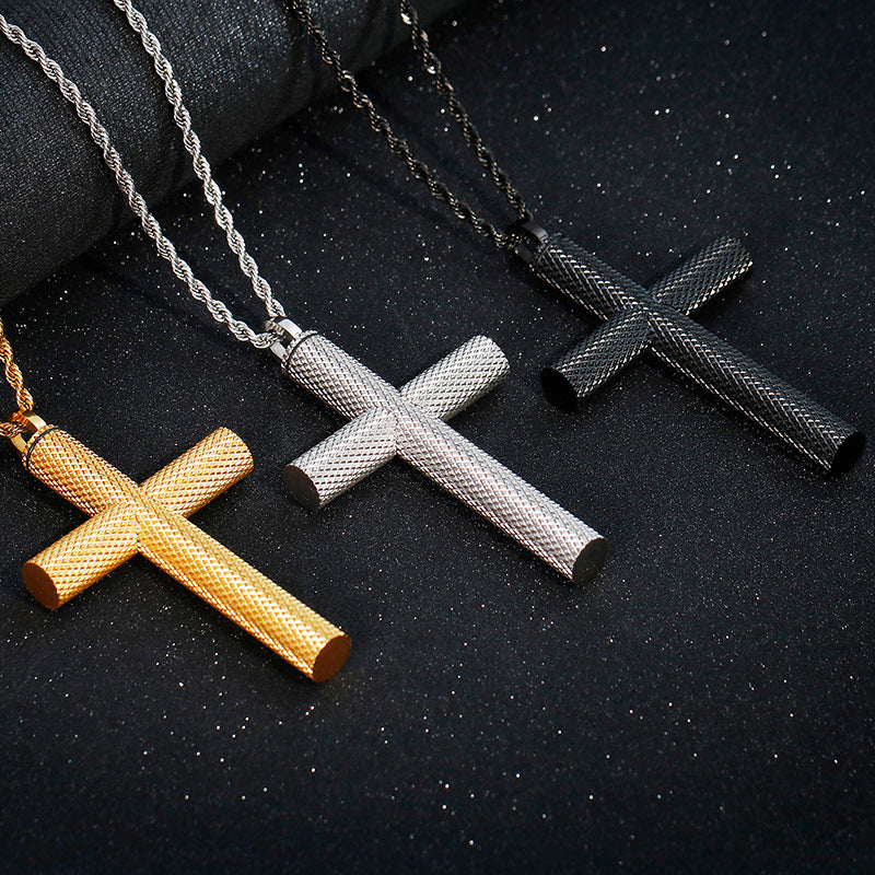 Titanium Steel Cross Pendant for Men with Personalized Design