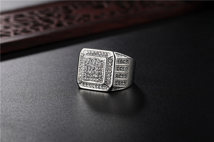 Elegant Zircon-Enriched Men's Titanium Ring - Wholesale Fashion Jewelry