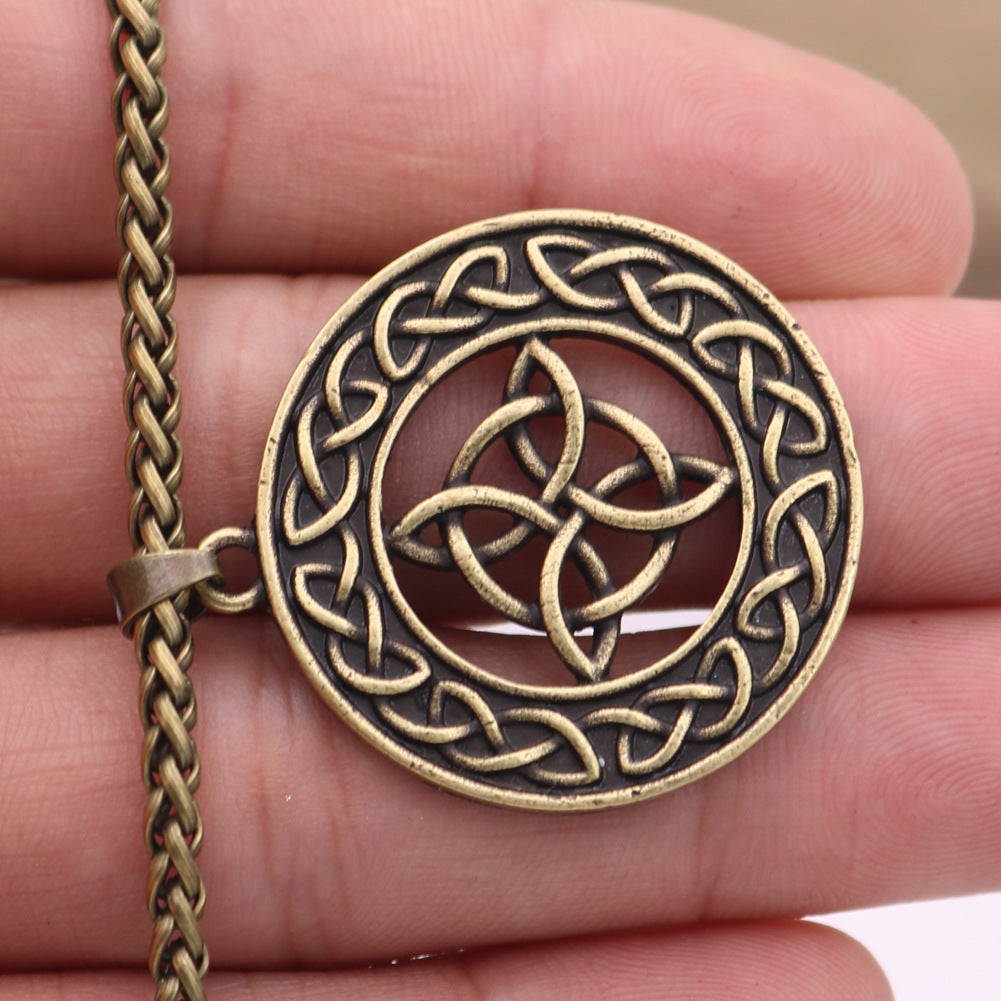 Mystical Celtic Norse Legacy Silver Necklace with Witch Knot Amulet - Men's Wholesale Jewelry