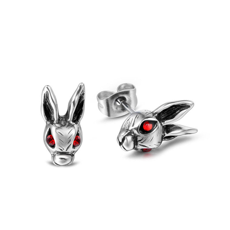 Charming Titanium Steel Rabbit Couple Earrings - Stylish Accessory for Men