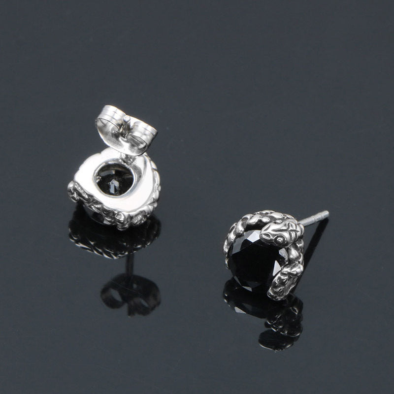 Medusa Snake Zodiac Zircon Stud Earrings for Trendsetting Men