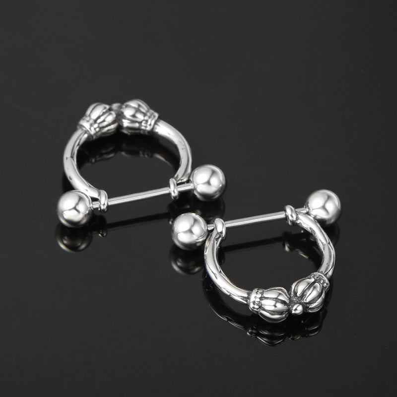 Rock Geometric Crown Stud Earrings - European & American Stainless Steel Accessories for Fashion-Forward Girls