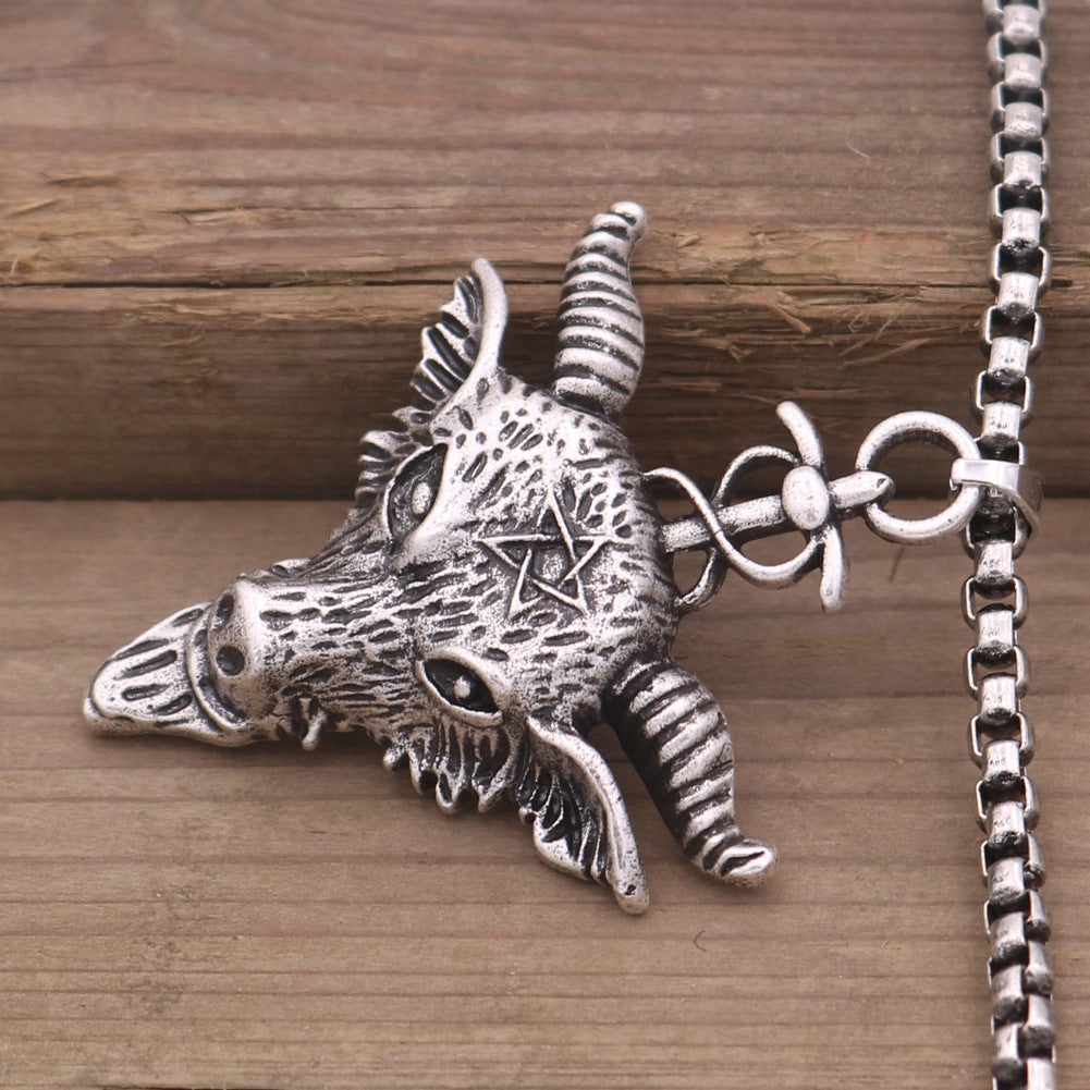 European and American Viking Goat Amulet Necklace for Men