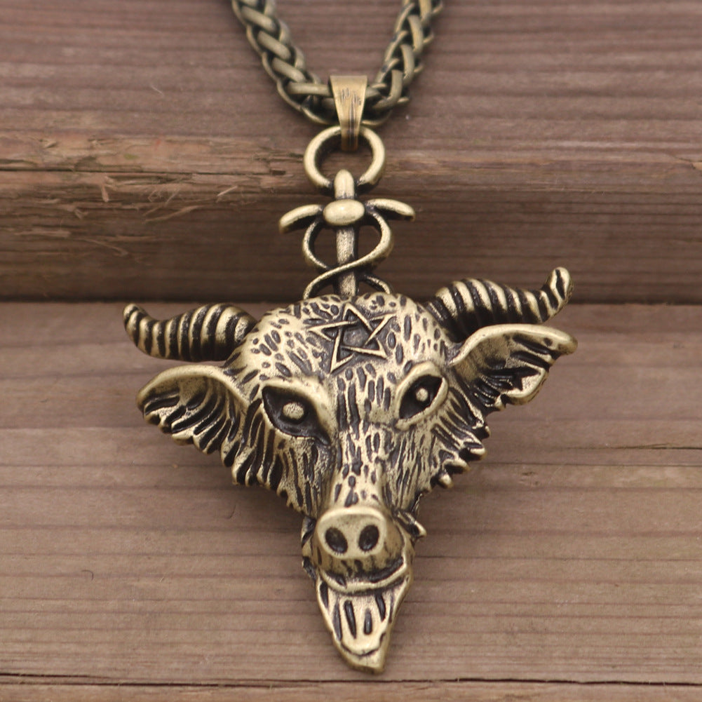 European and American Viking Goat Amulet Necklace for Men