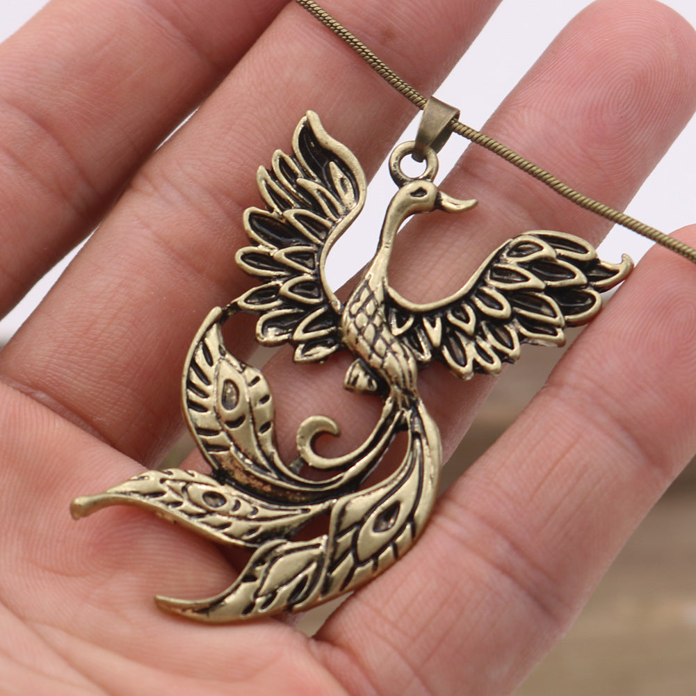 Viking Fire Phoenix Vintage Bird Necklace - Norse Legacy Collection