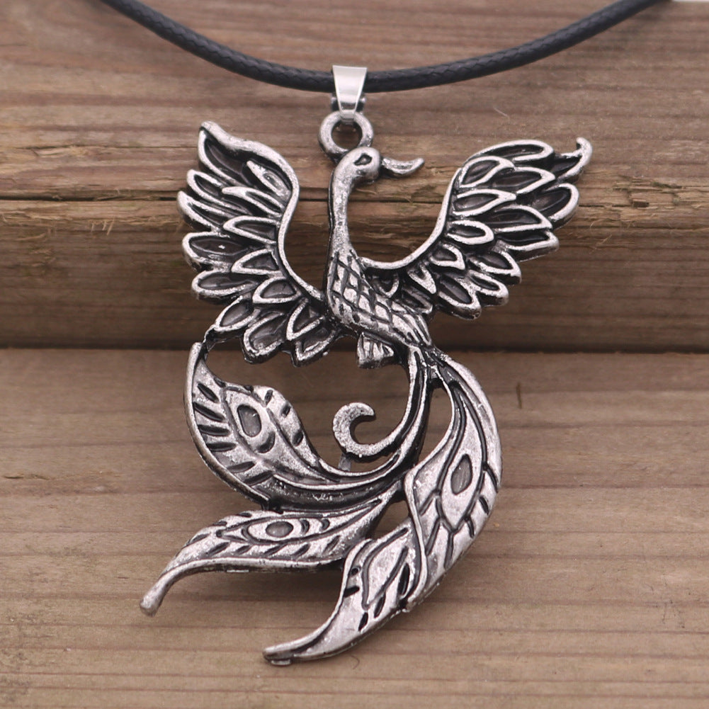 Viking Fire Phoenix Vintage Bird Necklace - Norse Legacy Collection