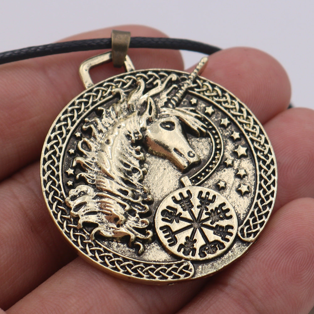 Majestic Viking Pirate Unicorn Necklace for Men - European & American Jewelry