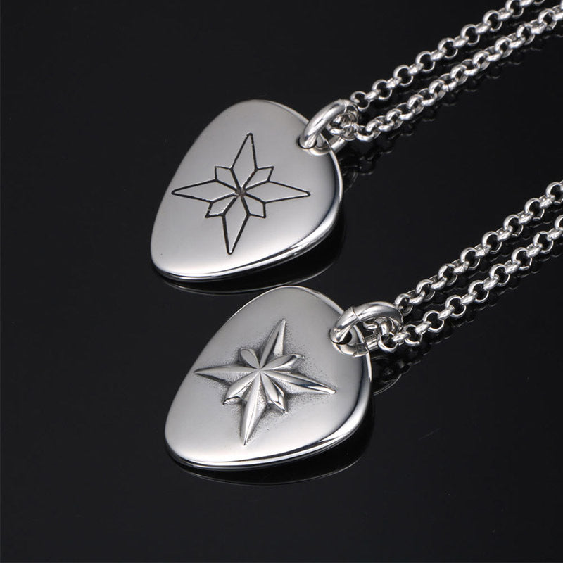 Titanium Steel Guitar Pick Pendant Necklace - Multifunctional Music Festival Accessory for Men