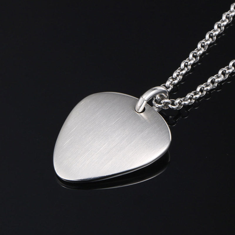 Titanium Steel Guitar Pick Pendant Necklace - Multifunctional Music Festival Accessory for Men