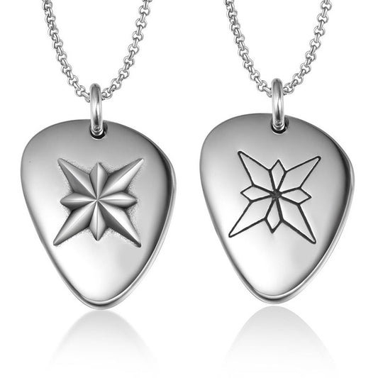 Titanium Steel Guitar Pick Pendant Necklace - Multifunctional Music Festival Accessory for Men