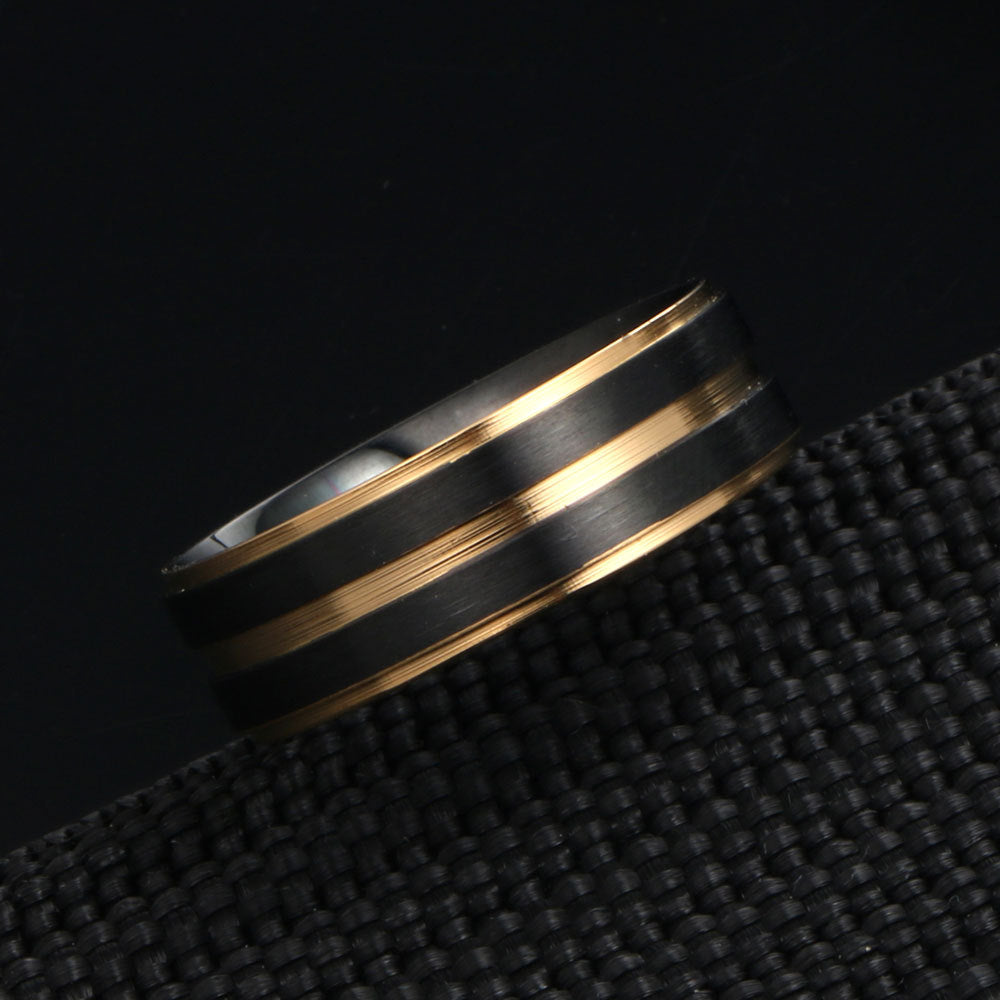 Colorful Electroplated Titanium Steel Men's Ring - European and American Fashion Gradual Change Design