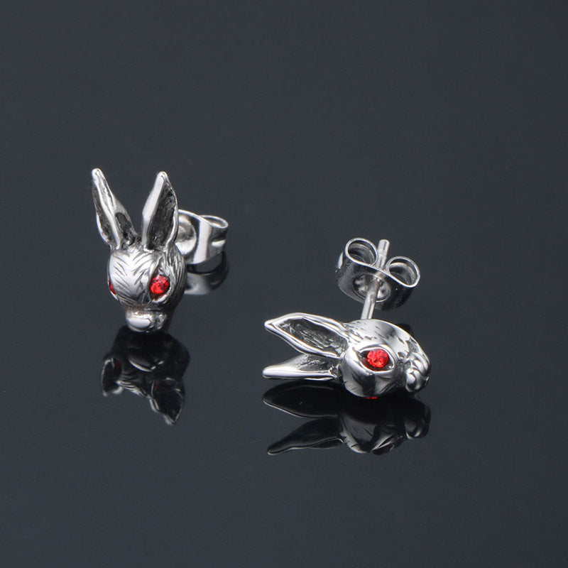 Charming Titanium Steel Rabbit Couple Earrings - Stylish Accessory for Men