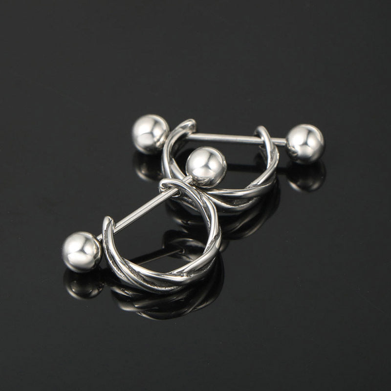 Unisex Twist Titanium Steel Earrings - Rock-Inspired Rivet Design for Bold Statement