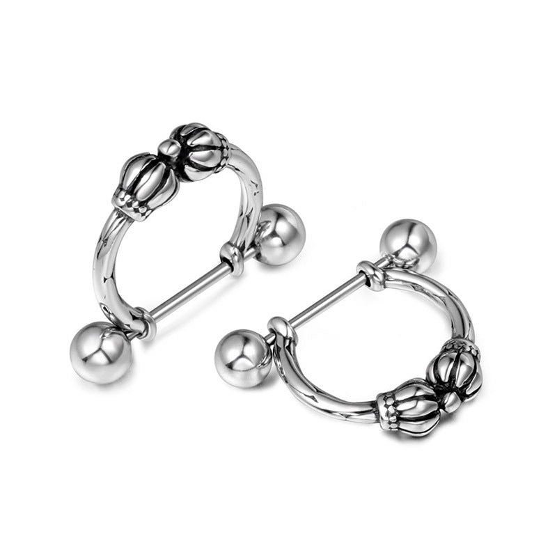 Rock Geometric Crown Stud Earrings - European & American Stainless Steel Accessories for Fashion-Forward Girls