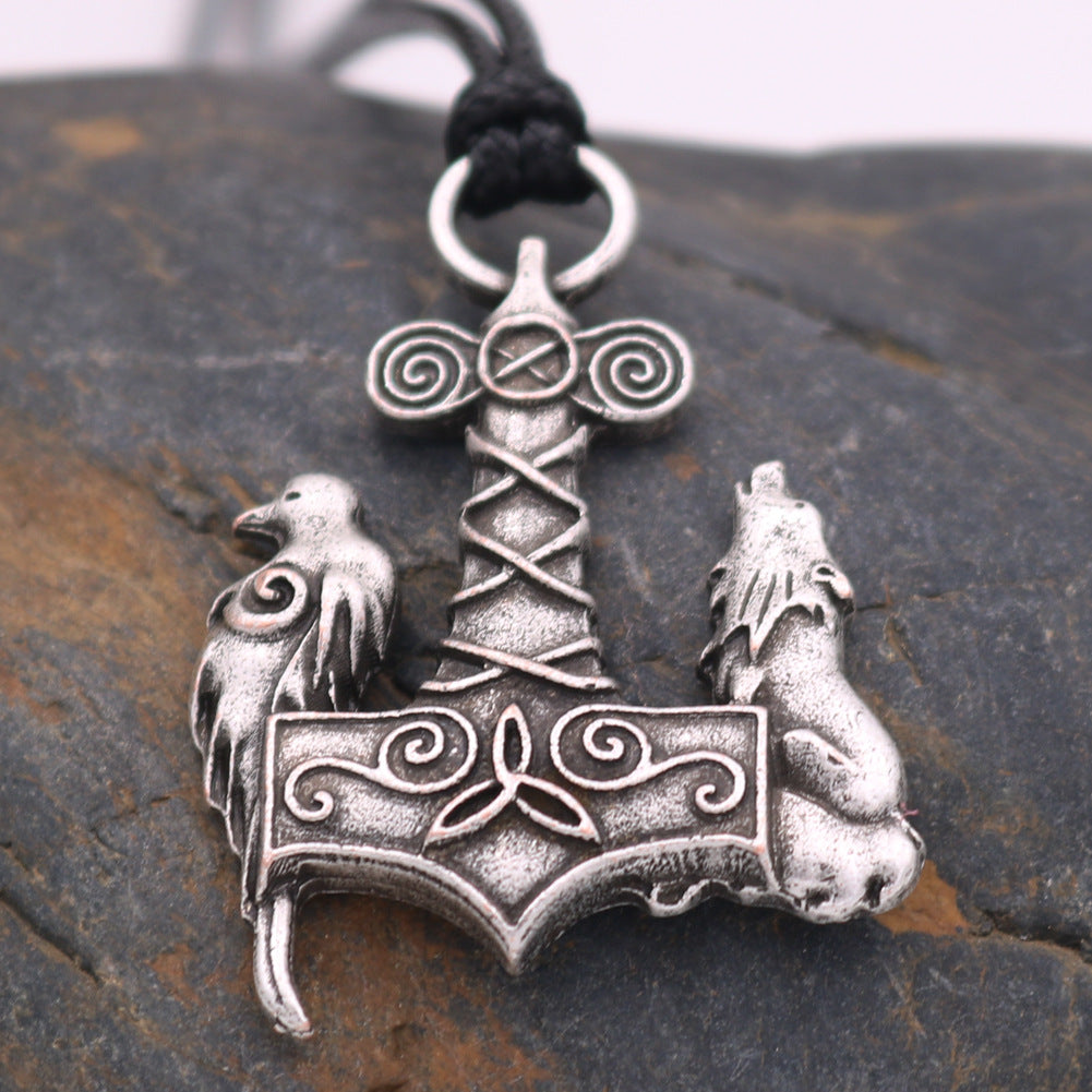 Viking Crow and Wolf Norse Myth Necklace - European and American Fan Favorite - Men's Amulet Pendant