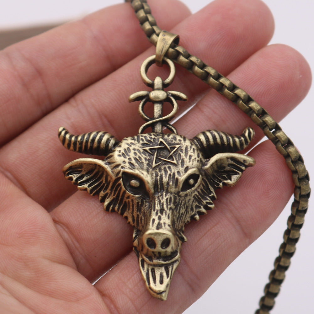 European and American Viking Goat Amulet Necklace for Men