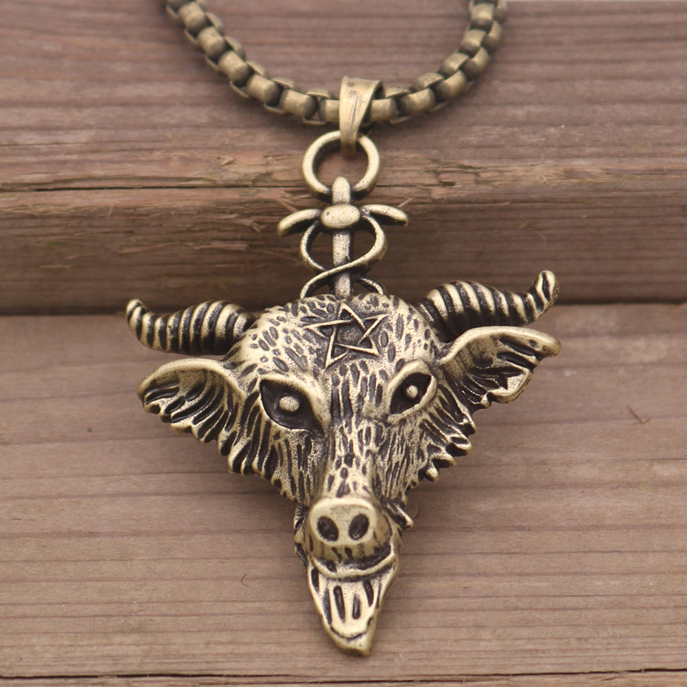 European and American Viking Goat Amulet Necklace for Men