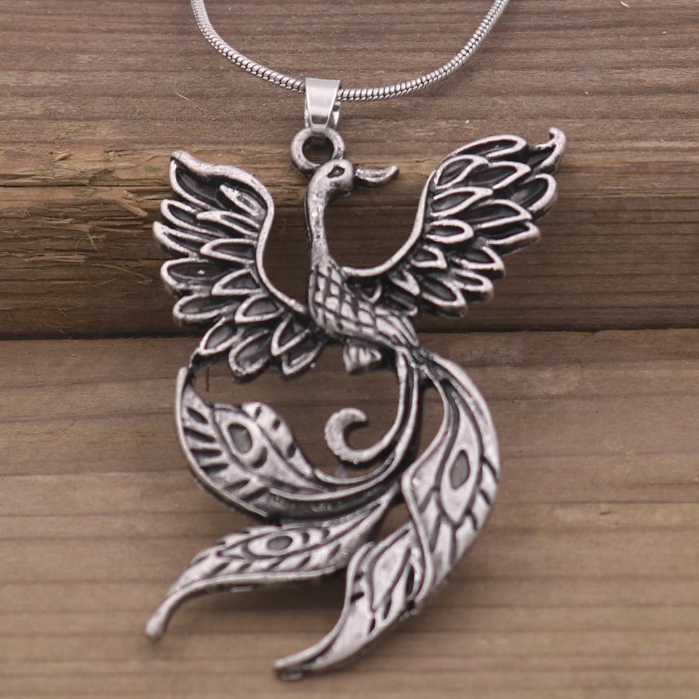 Viking Fire Phoenix Vintage Bird Necklace - Norse Legacy Collection