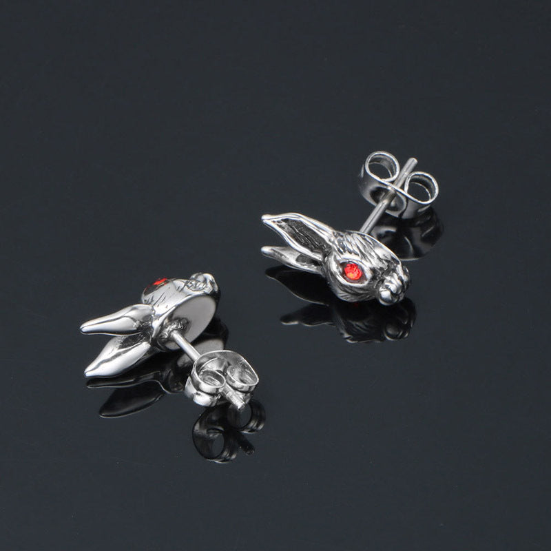 Charming Titanium Steel Rabbit Couple Earrings - Stylish Accessory for Men